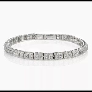 Sterling Silver CZ 1.33mm Bar Tennis Bracelet